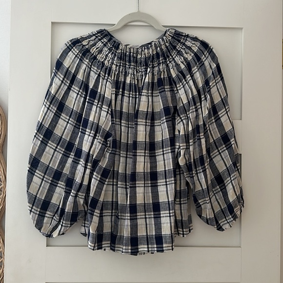 Innika Choo plaid smocked top M - Picture 5 of 6